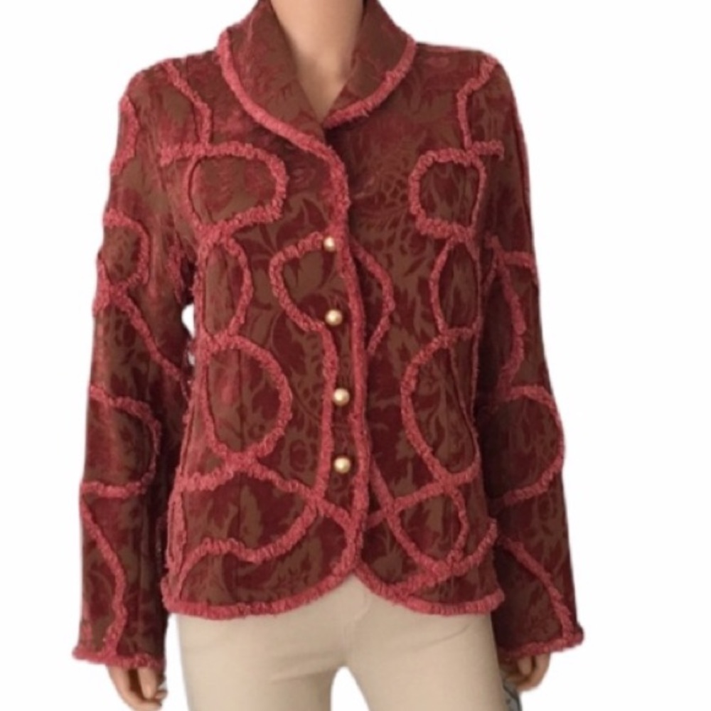 Vintage Women’s 70’s rose n taupe jacquard blazer